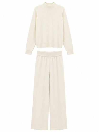 URBAN REVERSE ITALY - Knit Set with Top and Wide Pants | Winter Style