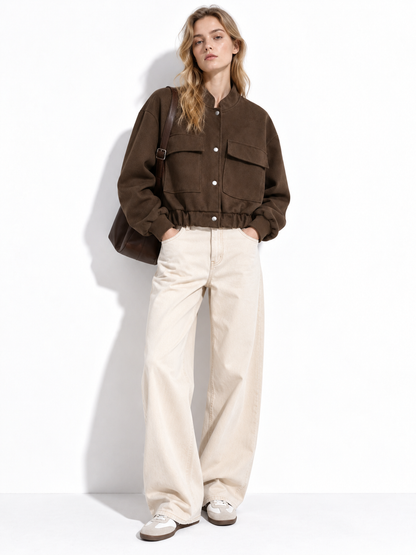 URBAN REVERSE ITALY - Short Jacket with High Collar and Large Pockets | Casual Style