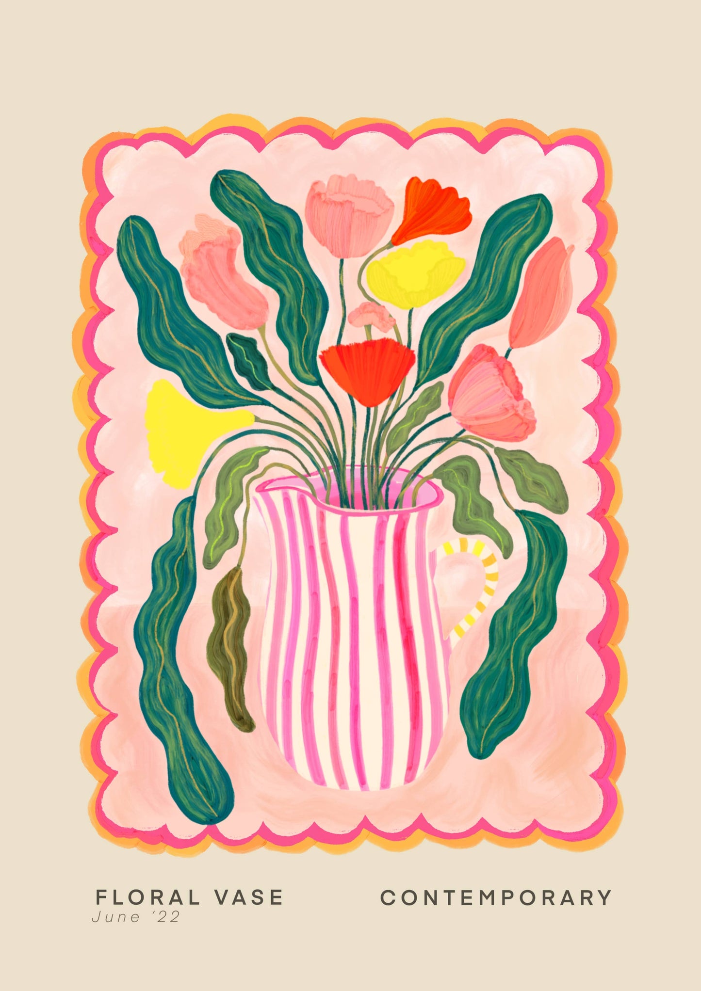 Kate Fox Design - Vase Art Print, Colourful Art Print, Hand Drawn Art, Quirky