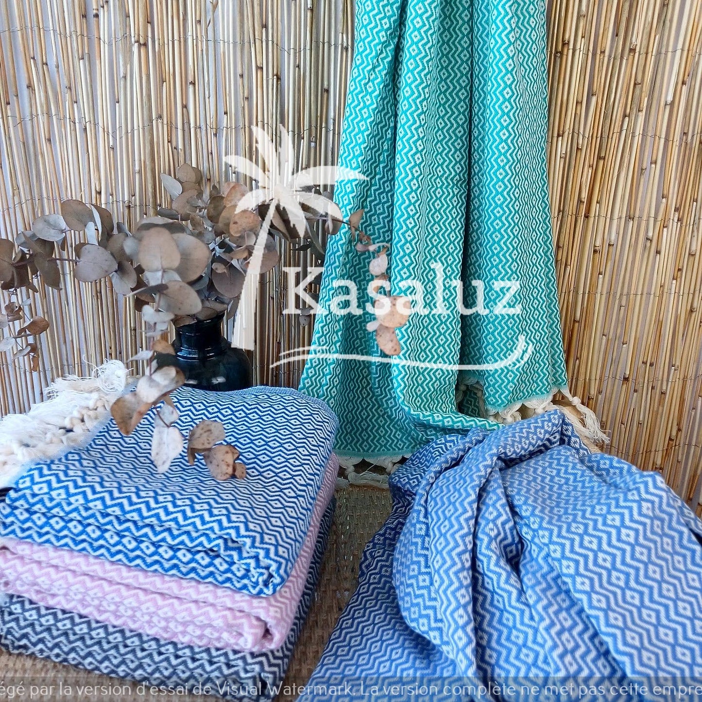 KASALUZ - Ronda Beige Beach Fouta Oeko-Tex Standard 100 Label