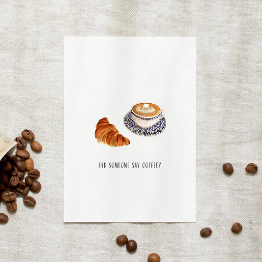 Leo La Douce- Postcard - Did someone say coffee?