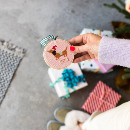 Cotton Clara Craft Kits & Supplies - Christmas Dachshund Cross Stitch Kit