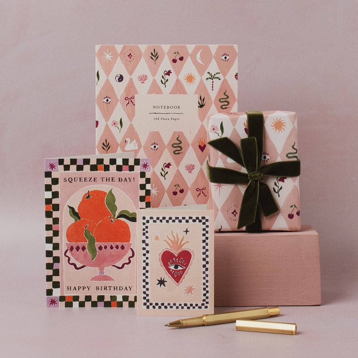 Sister Paper Co. - Blush Harlequin Notebook | Plain Page Journal | Notebooks