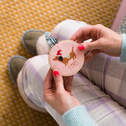 Cotton Clara Craft Kits & Supplies - Christmas Dachshund Cross Stitch Kit