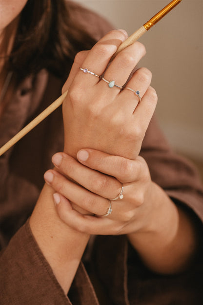 Luha Ring in Larimar & Peridot