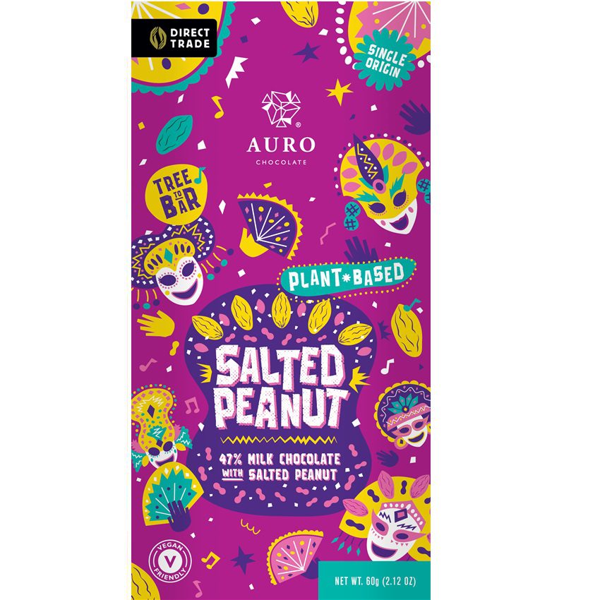 Auro Plant-Based Chocolate 47% with Salted Peanuts