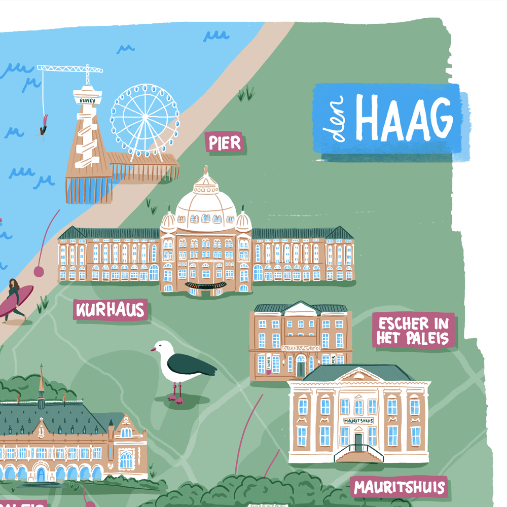 The Hague Illustrated Map Print