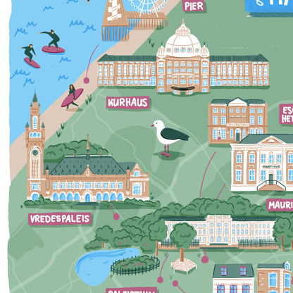 The Hague Illustrated Map Print