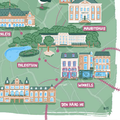 The Hague Illustrated Map Print