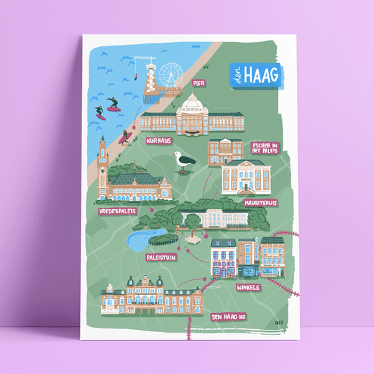 The Hague Illustrated Map Print
