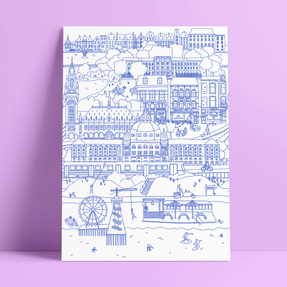 The Hague Illustration - Blue and White Print