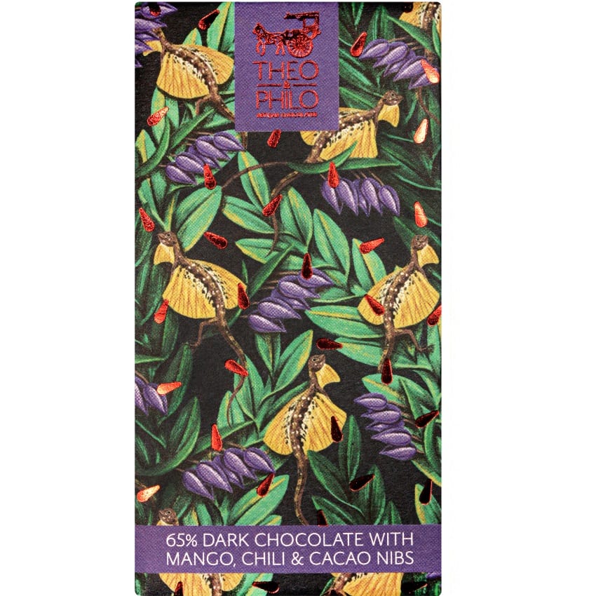 Theo & Philo – Pure with Mango, Chili and Cocoa Nibs 65%