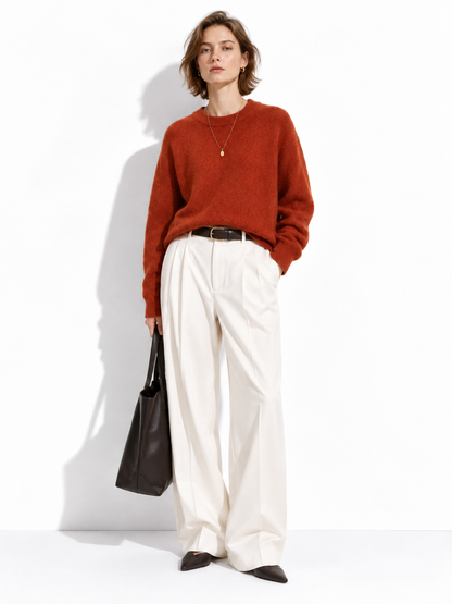 URBAN REVERSE ITALY - Loose Long-Sleeve Top with Crew Neck | Casual Style