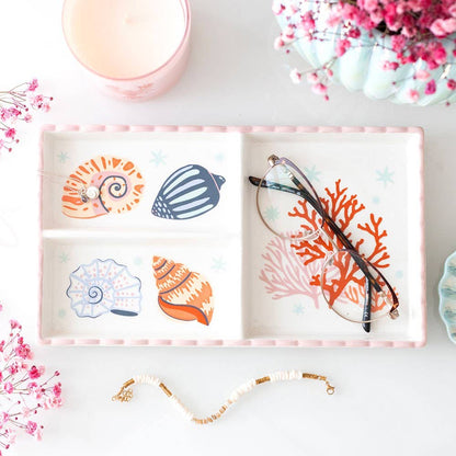 Something Different - Pastel Shell and Coral Coastal Trinket Tray