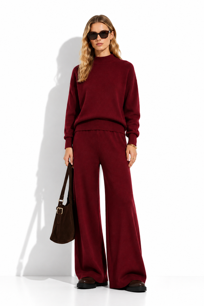 URBAN REVERSE ITALY - Knit Set with Top and Wide Pants | Winter Style