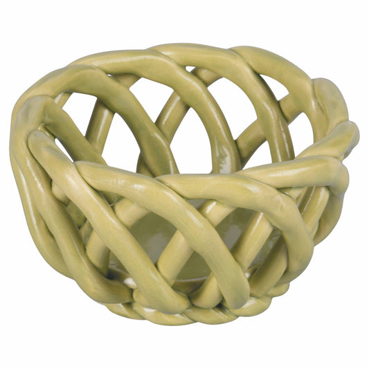 VdE Tivoli 1996 - 4 TONES ROUND BASKET 10X5.5 SAGE CERAMIC B