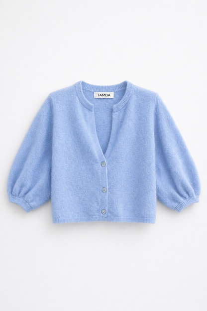 TAMBA - Angora knitted cardigan with V-neck