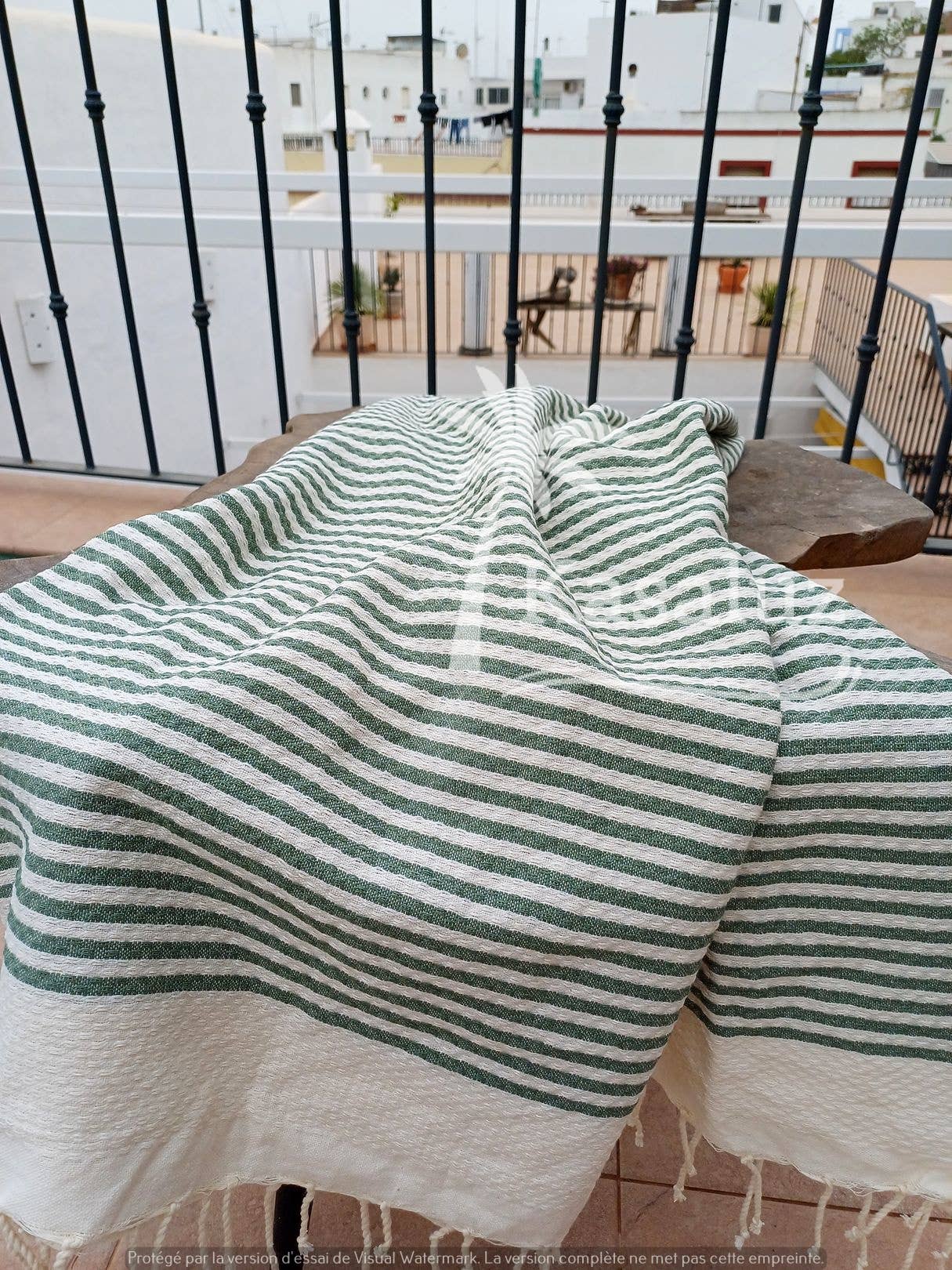 KASALUZ - Fouta Atlántico Khaki 100% cotton honeycomb