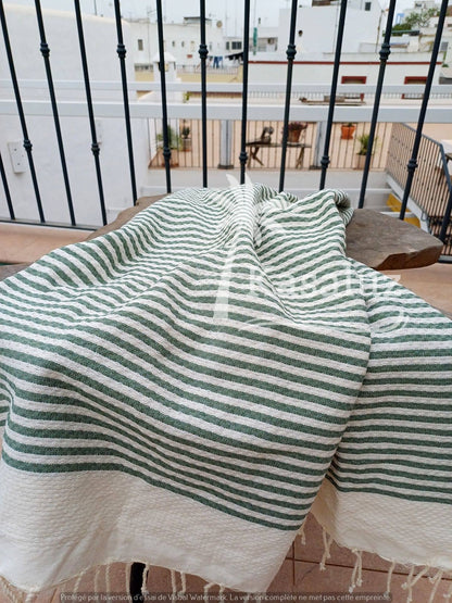 KASALUZ - Fouta Atlántico Khaki 100% cotton honeycomb