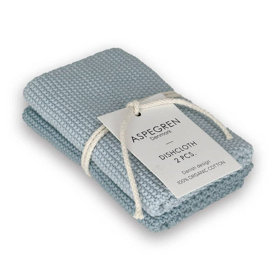 Aspegren Denmark - Dishcloths - Organic Cotton - Set of 2 - Knitted - Skyway