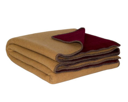 MoST - Merino wool bed blanket WINE & HONEY - single - red/yellow