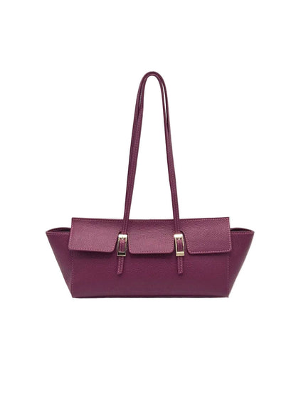 Suie Valentini srl - Women's Genuine Leather East-West Tote Bag with Double Buckle Detail, Made in Italy, art. 112791