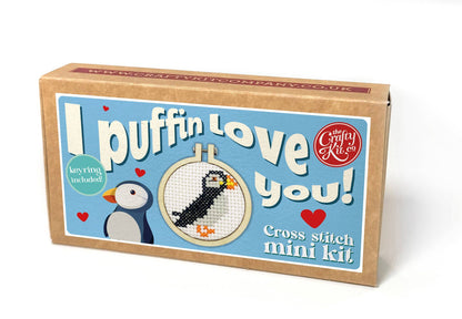 Mini Matchbox Kits - I Puffin Love You! Mini Matchbox Cross Stitch Kit