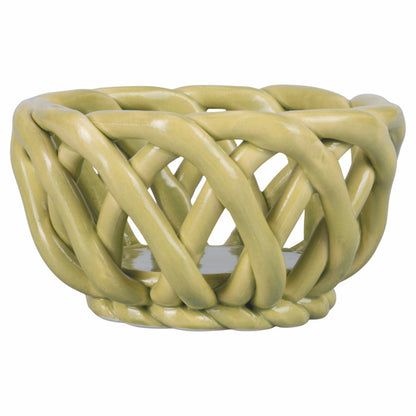 VdE Tivoli 1996 - 4 TONES ROUND BASKET 10X5.5 SAGE CERAMIC B