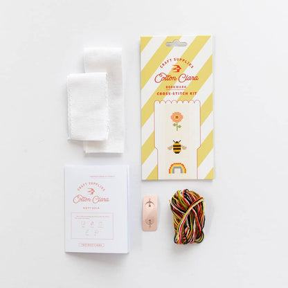 Cotton Clara Craft Kits & Supplies - Nature Rainbow Cross Stitch Bookmark Kit Beginner Friendly