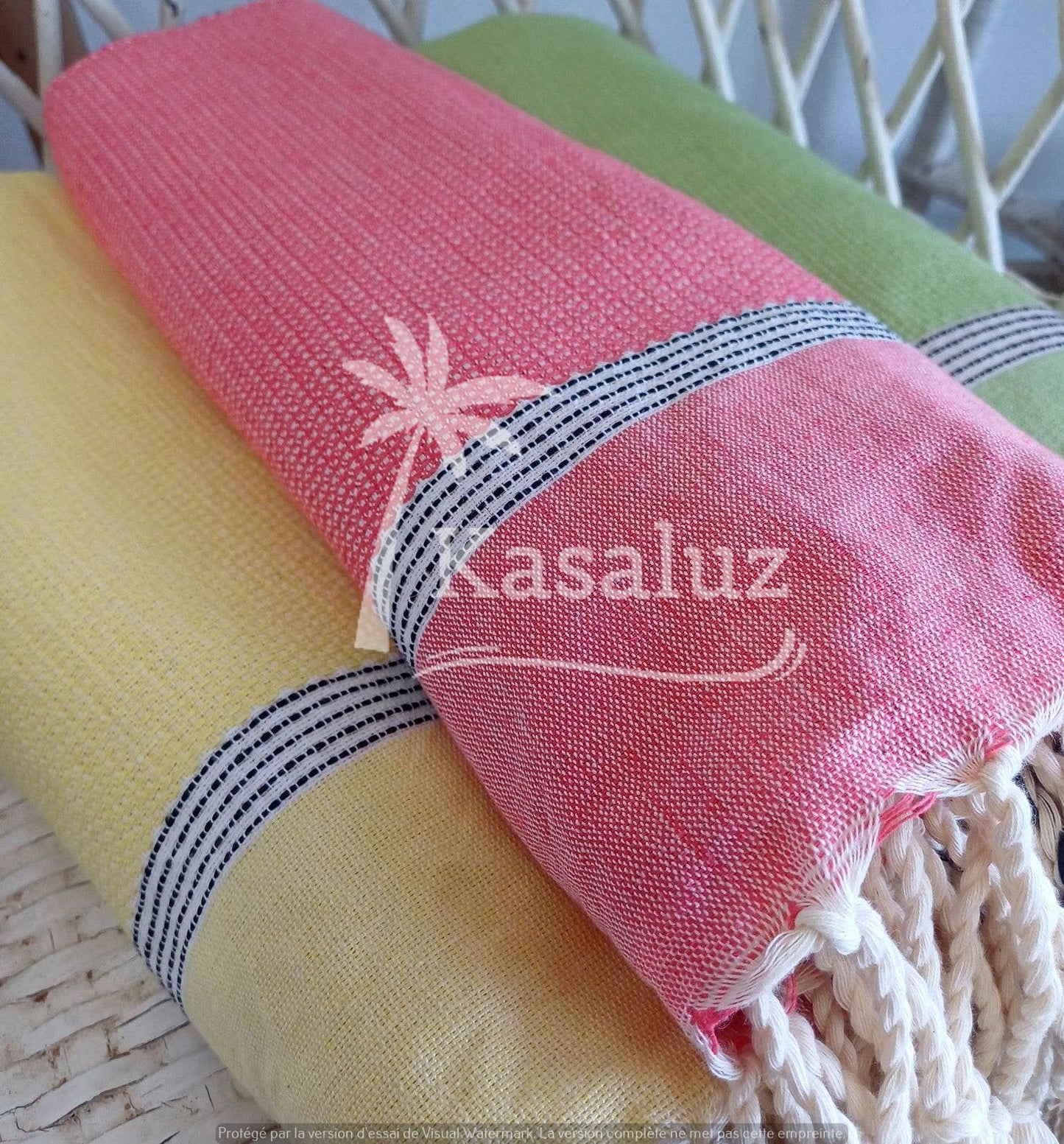 KASALUZ - Fouta Bohemia Green Bronze Honeycomb 100% Cotton