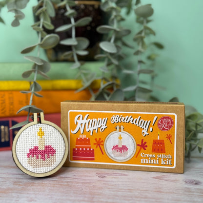 Mini Matchbox Kits - Happy Birthday! Cake Mini Matchbox Cross Stitch Kit