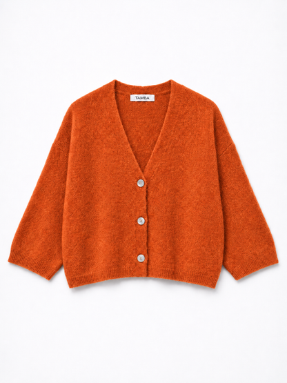 TAMBA - Baby alpaca cardigan with 4/5 sleeves
