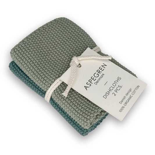 Aspegren Denmark - Dishcloths - Organic Cotton - Set of 2 - Knitted - Mint