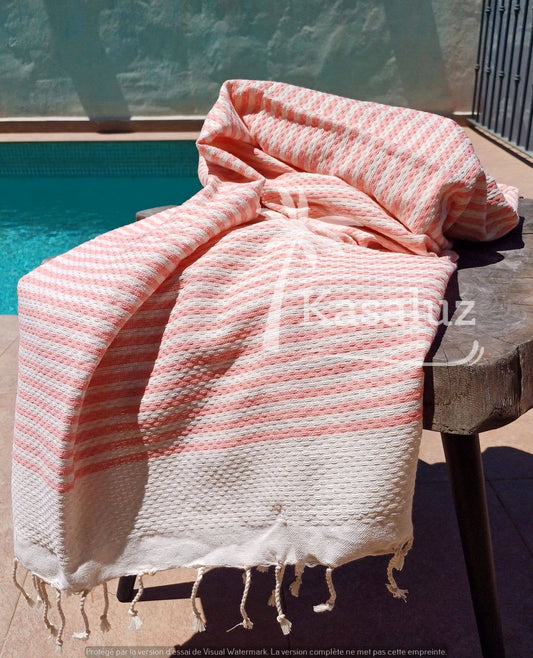 KASALUZ - Fouta Atlántico Rosa 100% cotton honeycomb
