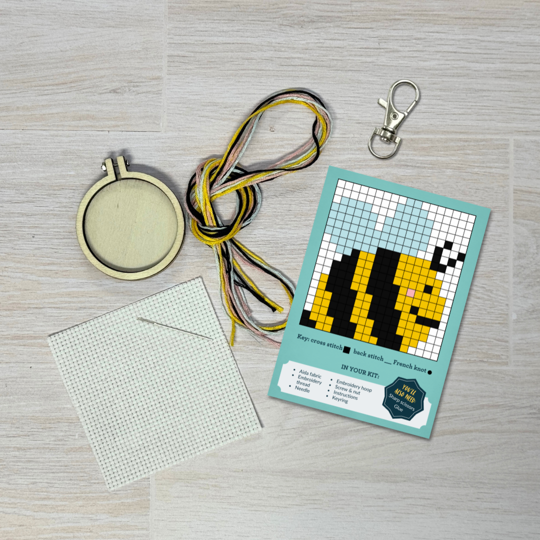 Mini Matchbox Kits - Bee Happy! Mini Matchbox Cross Stitch Kit