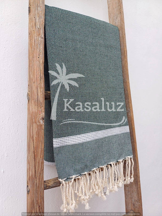 KASALUZ - Fouta Bohemia Green Bronze Honeycomb 100% Cotton