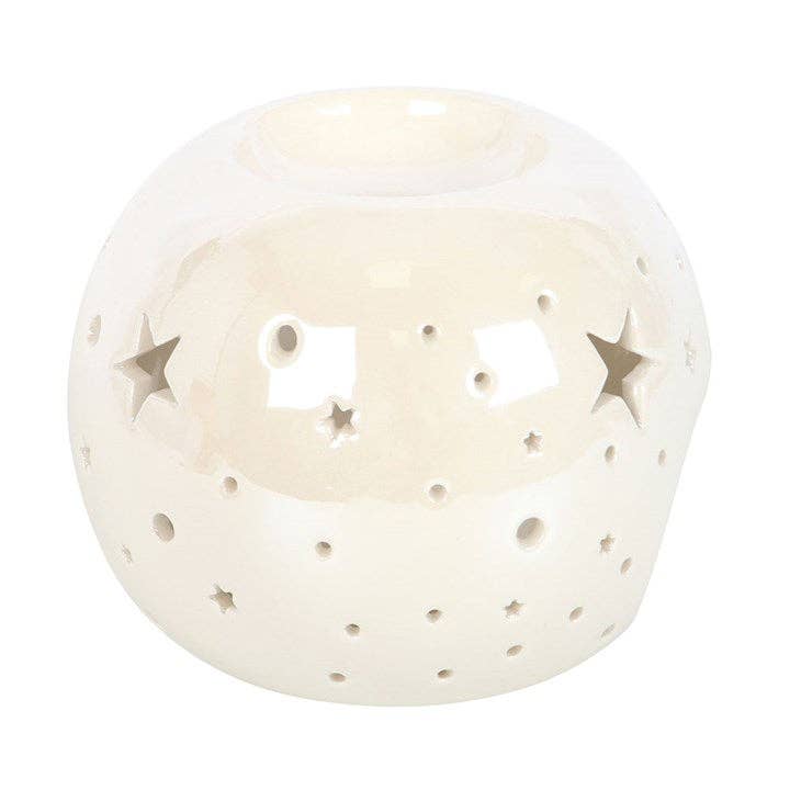 Something Different - White Iridescent Star Oil Burner and Wax Warmer