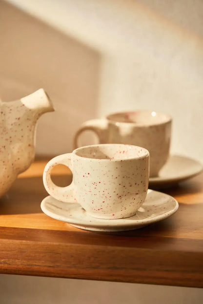 Calma House - Coffee Cup and Saucer (Set of 2 pcs) Red Chip