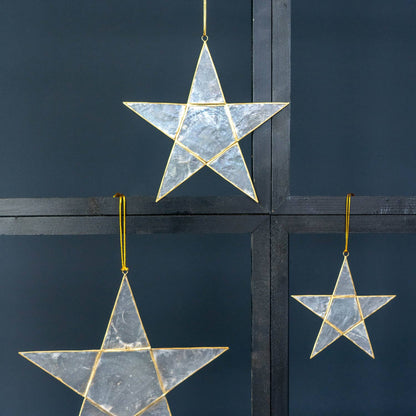 Kinta - Star Cap Flat White w/ Gold Edges Window Decoration