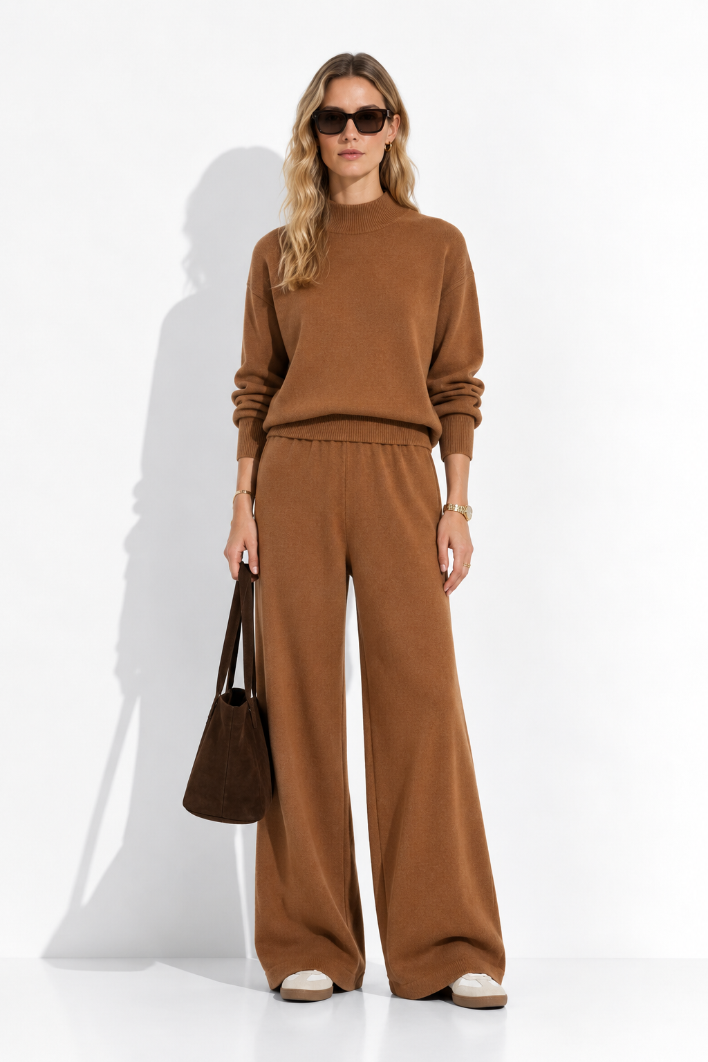 URBAN REVERSE ITALY - Knit Set with Top and Wide Pants | Winter Style