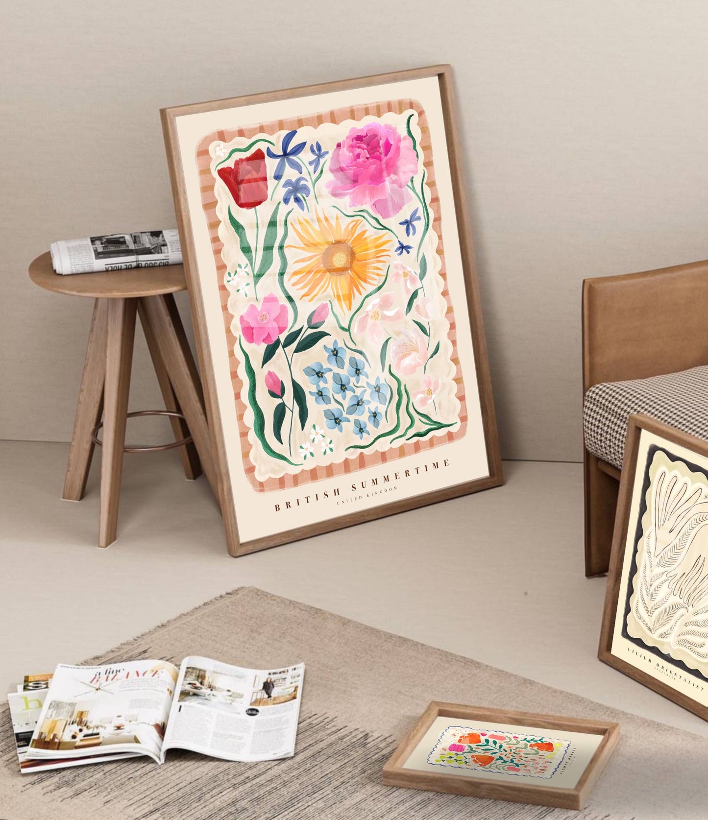 Kate Fox Design - British Summertime, Art Print, Colourful Art, Floral Art