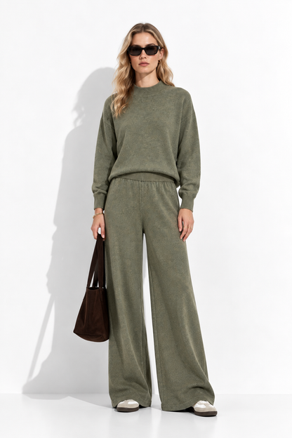 URBAN REVERSE ITALY - Knit Set with Top and Wide Pants | Winter Style