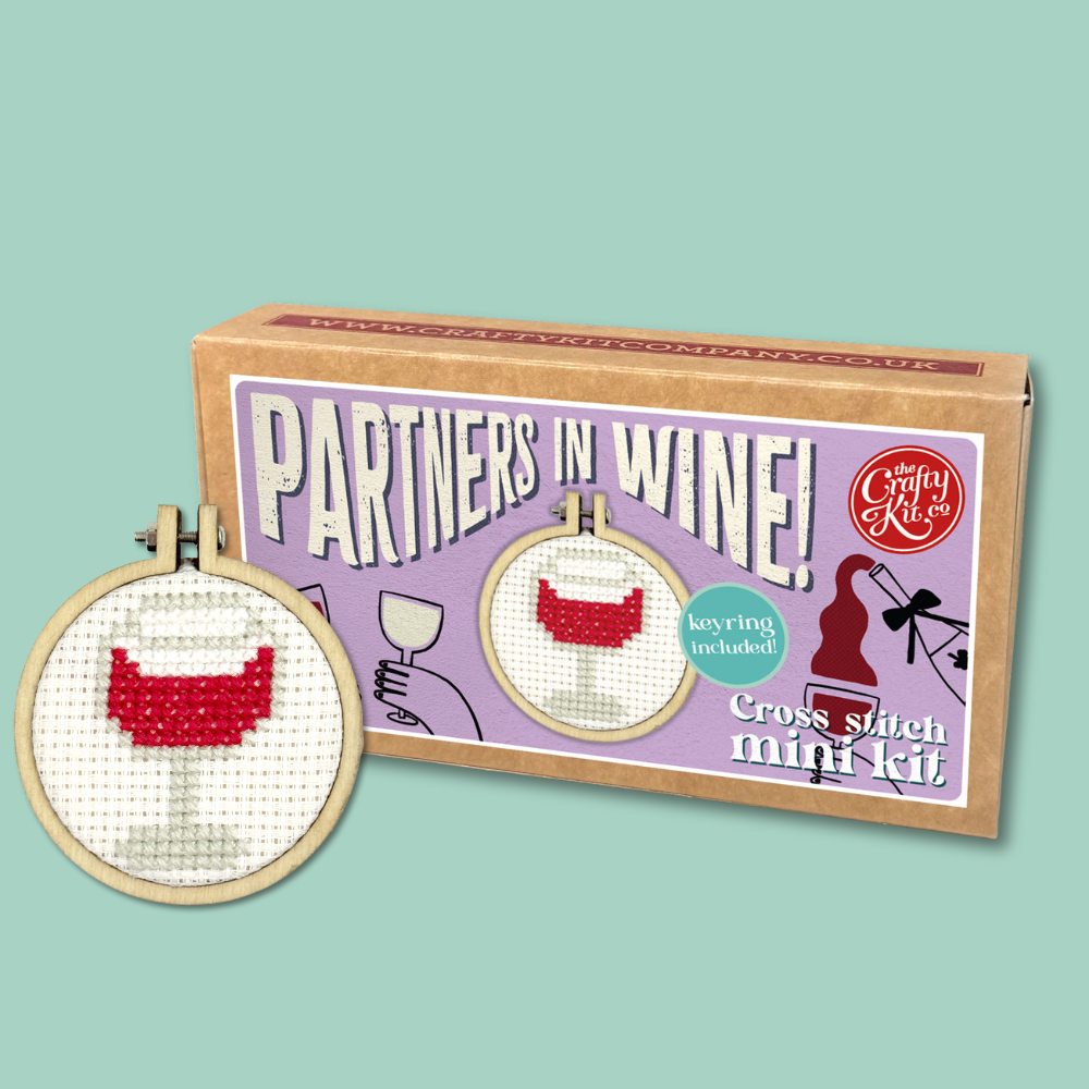Mini Matchbox Kits - Partners in Wine! Mini Matchbox Cross Stitch Kit
