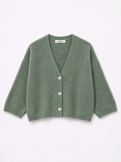 TAMBA - Baby alpaca cardigan with 4/5 sleeves