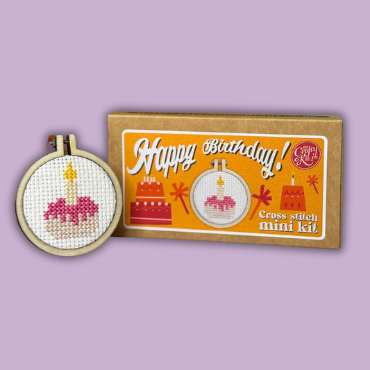 Mini Matchbox Kits - Happy Birthday! Cake Mini Matchbox Cross Stitch Kit