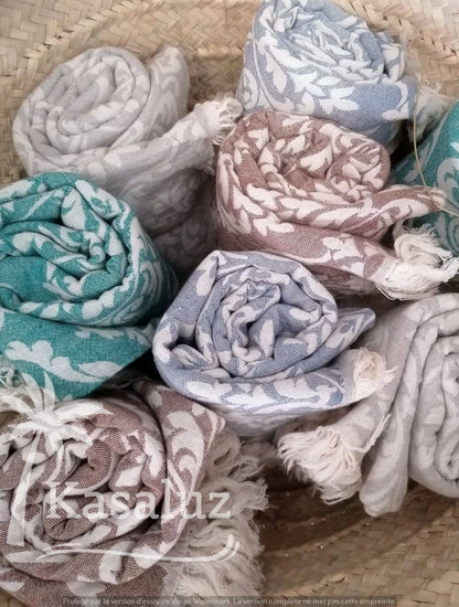KASALUZ - Fouta Fleur de Lys Brown 100% cotton