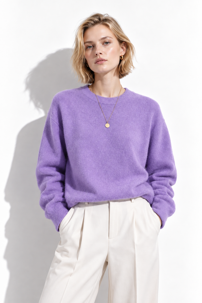 URBAN REVERSE ITALY - Loose Long-Sleeve Top with Crew Neck | Casual Style