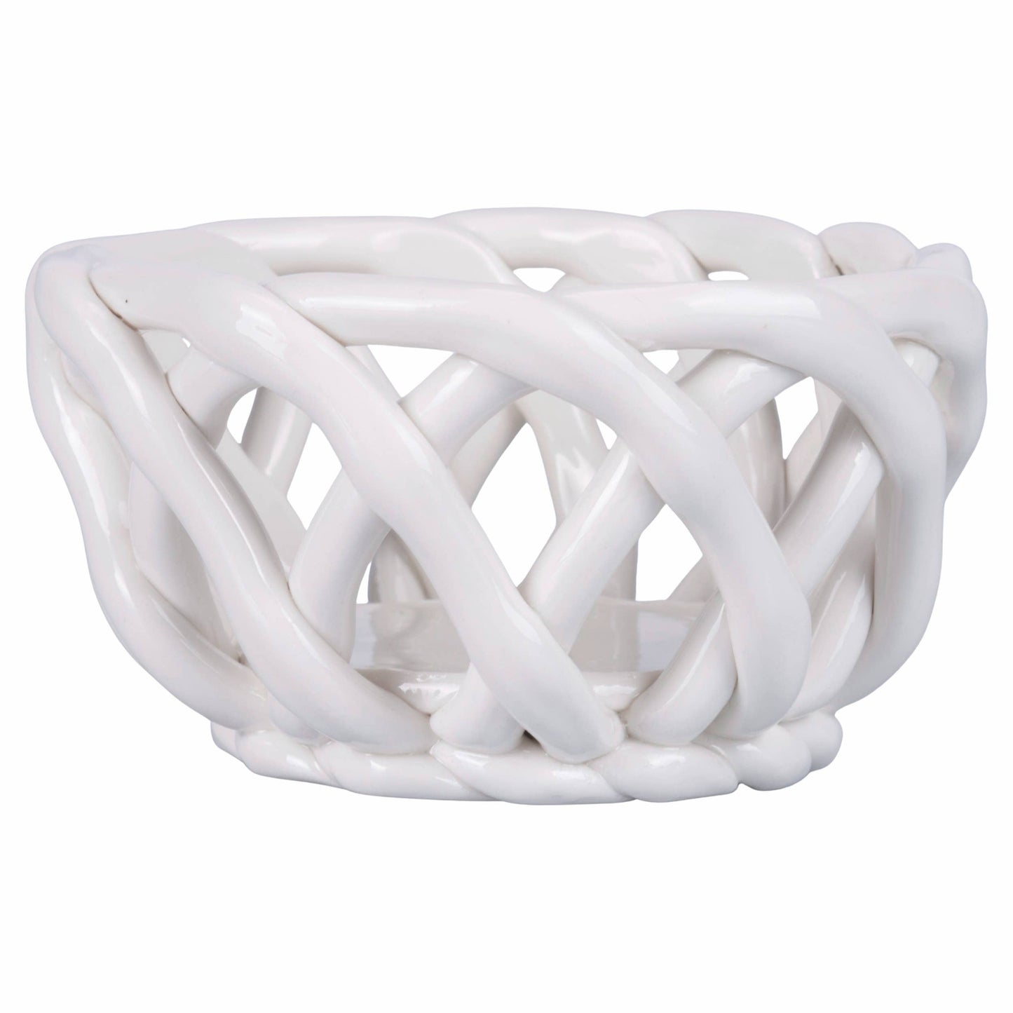 VdE Tivoli 1996 - ROUND BASKET 10X5.5 WHITE CERAMIC B