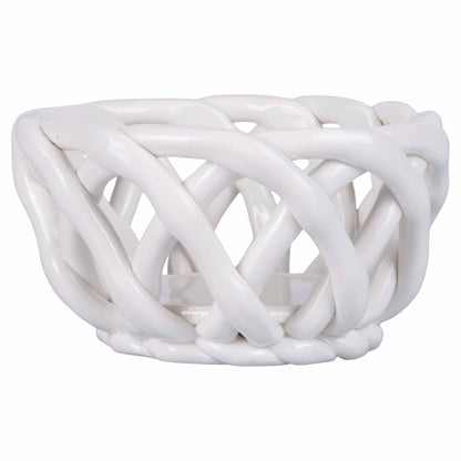 VdE Tivoli 1996 - ROUND BASKET 10X5.5 WHITE CERAMIC B