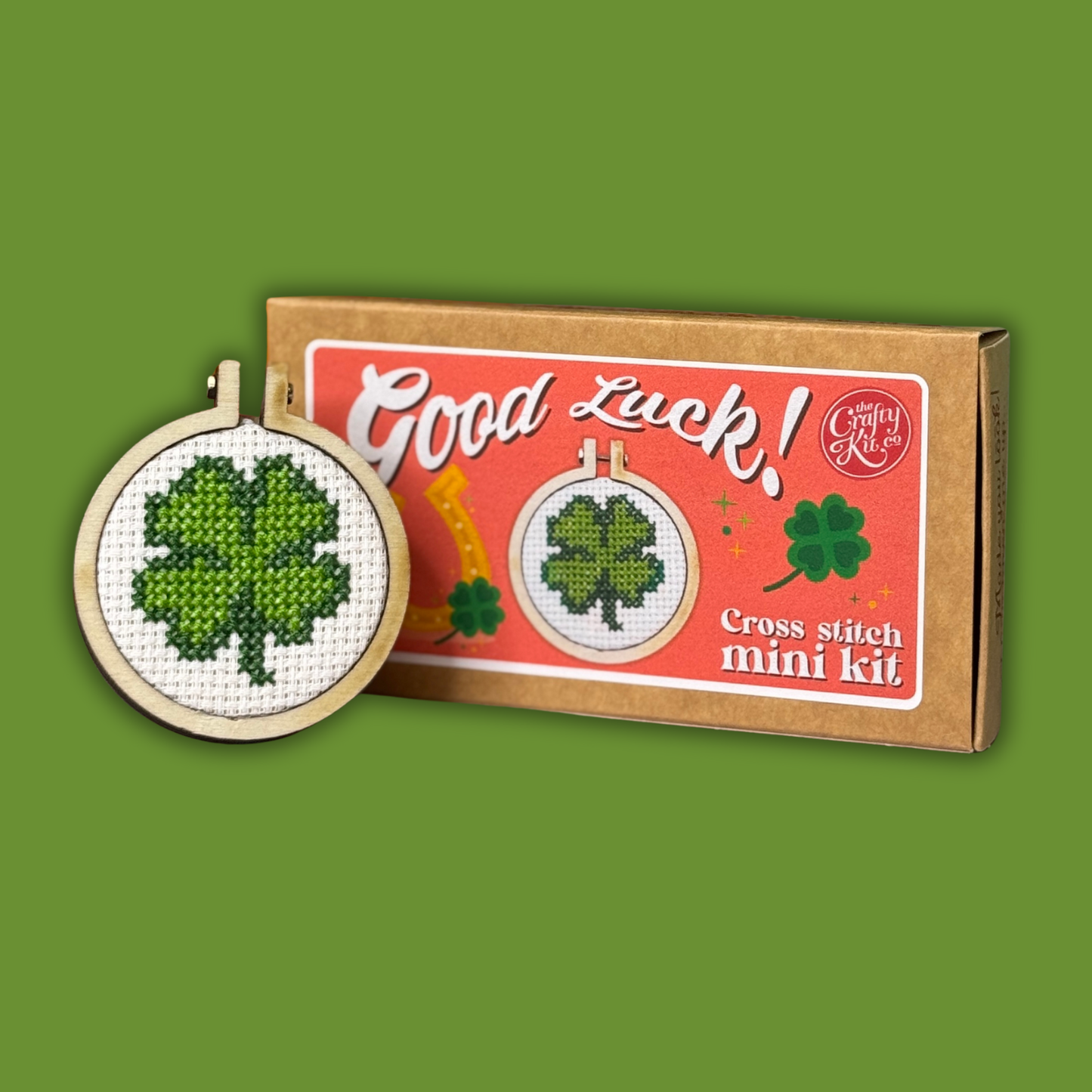 Mini Matchbox Kits - Good Luck! Mini Matchbox Cross Stitch Kit